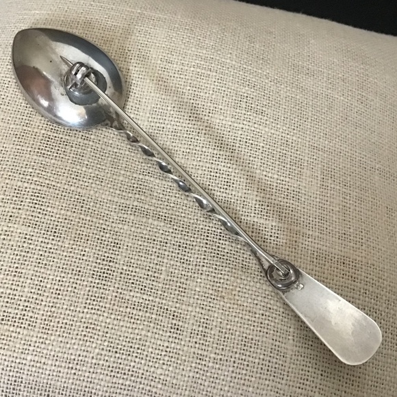 Sterling Silver Vintage Spoon Brooch Pin - Picture 4 of 15